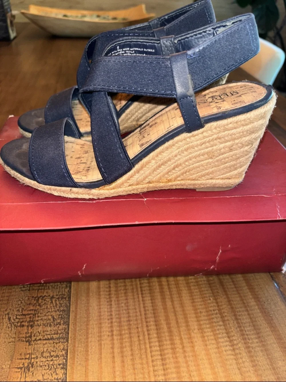 Merona Navy Crisscross Espadrille Wedge Sandals ME Earline size 6